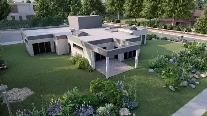 Villa-Casa Scene-Modern Villa 3D model 2