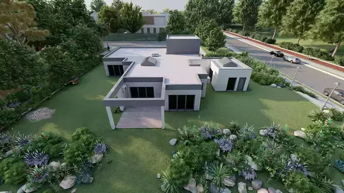 Villa-Casa Scene-Modern Villa 3D model 6