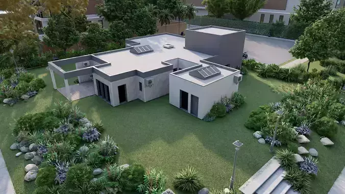 Villa-Casa Scene-Modern Villa 3D model 5