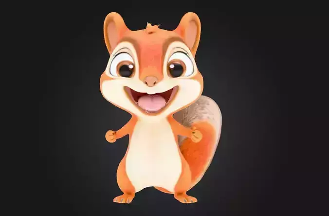 Cute Stylized Squirrel 3D Model