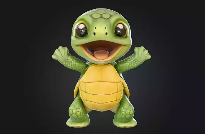Cute Stylized Turtle 3D Model