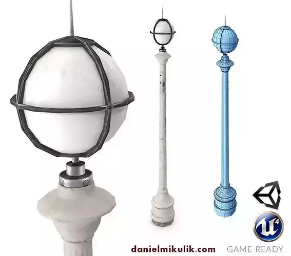 Retro Street Lamp Low poly 3d model
