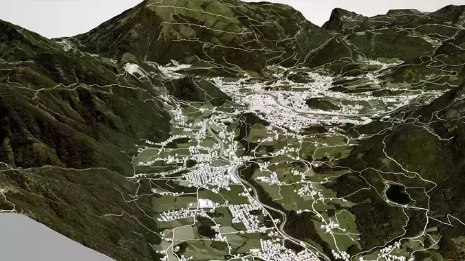 Cityscape Garmisch Partenkirchen Bavaria Germany 3D model 2