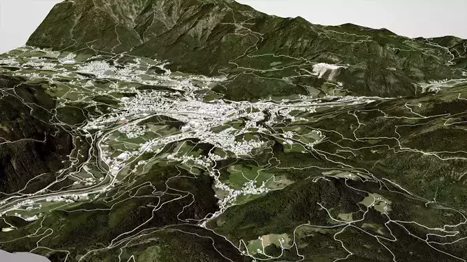 Cityscape Garmisch Partenkirchen Bavaria Germany 3D model 3