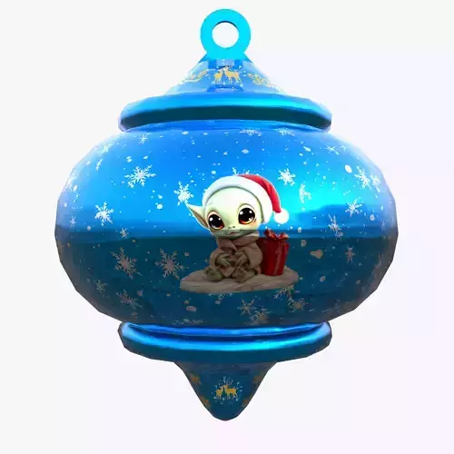 Charming Baby Holiday Blue Bauble 3D Model  PBR Only Quads
