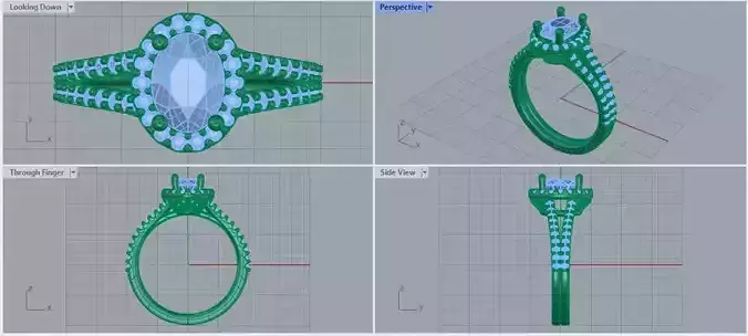 Oval Halo Split Shank Engagement Ring 3DM