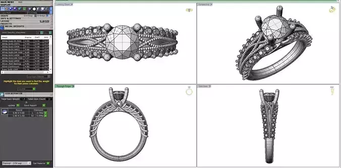 Round Solitaire Split Shank Pave Ring 3DM