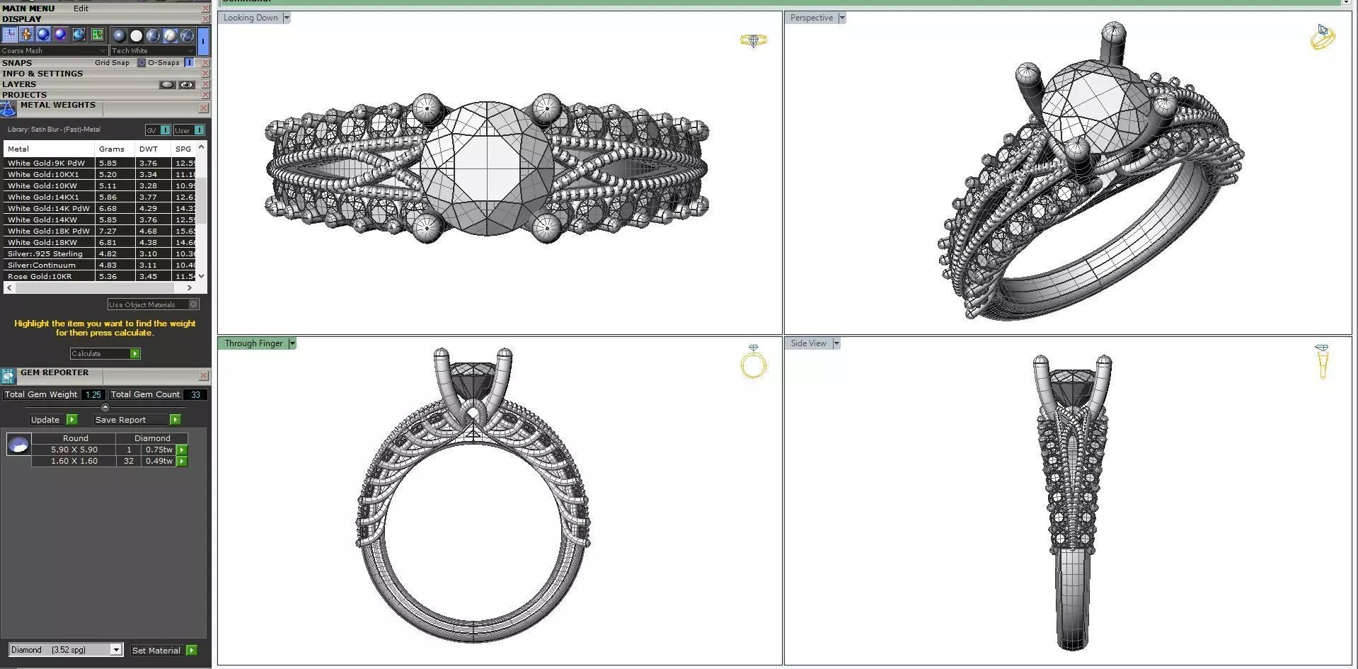 Round Solitaire Split Shank Pave Ring 3DM 3D print model