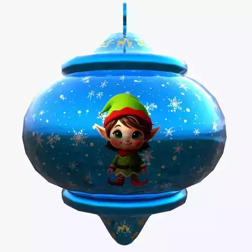 Charming Elf Holiday Blue Bauble 3D Model Subdivision Ready  PBR
