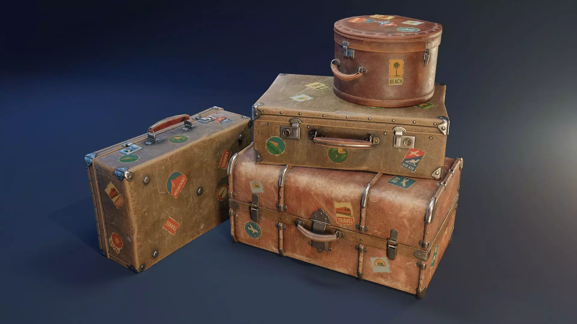 Vintage Suitcase Collection 2 Low-poly 3D model