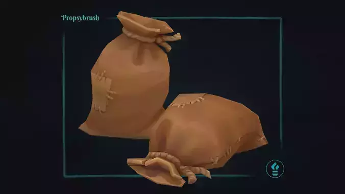 Stylized Rustic Sack Prop - Game-Ready Hand-Painted Asset