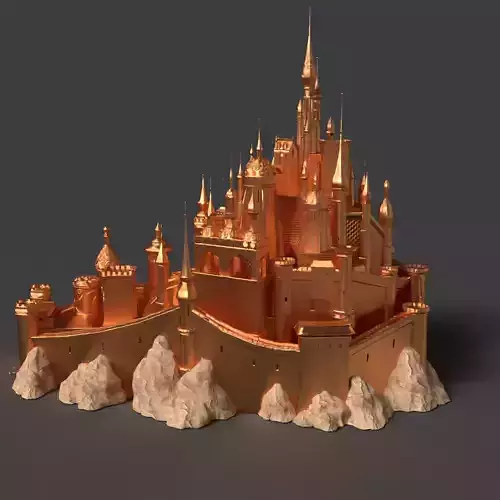 Golden castle  Low-poly 3D model 7