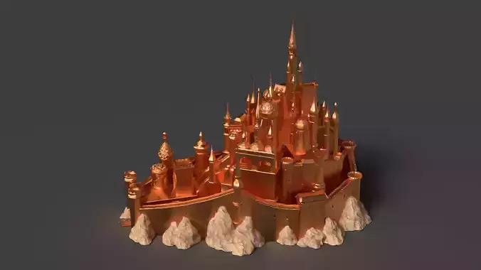 Golden castle  Low-poly 3D model 3