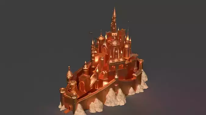 Golden castle  Low-poly 3D model 4