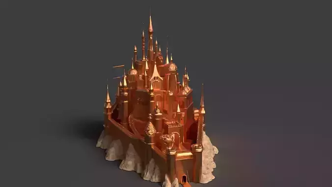 Golden castle  Low-poly 3D model 5
