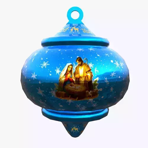Festive Blue Bauble Nativity Scene 3D Model PBR  Low Poly