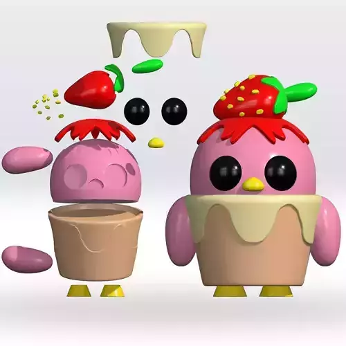 Strawberry Penguin Adopt MeChristmas STL 3D Model Split Parts