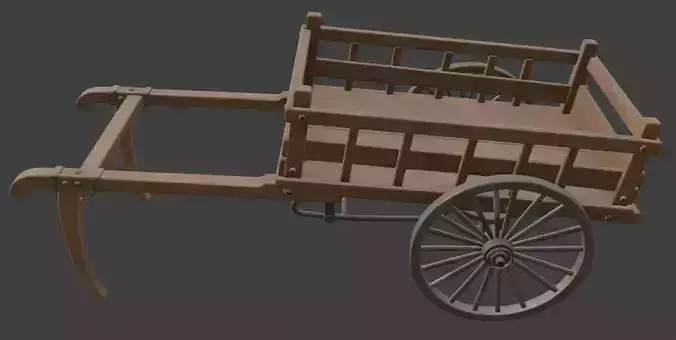 Medieval Wooden Cart 3D Model