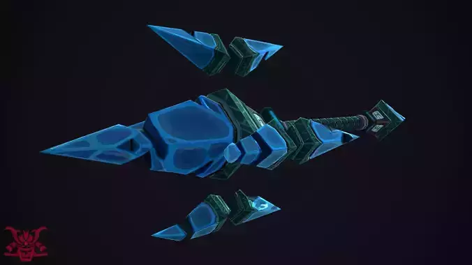 Stylized Weapon Ice Staff Low-poly 3D model