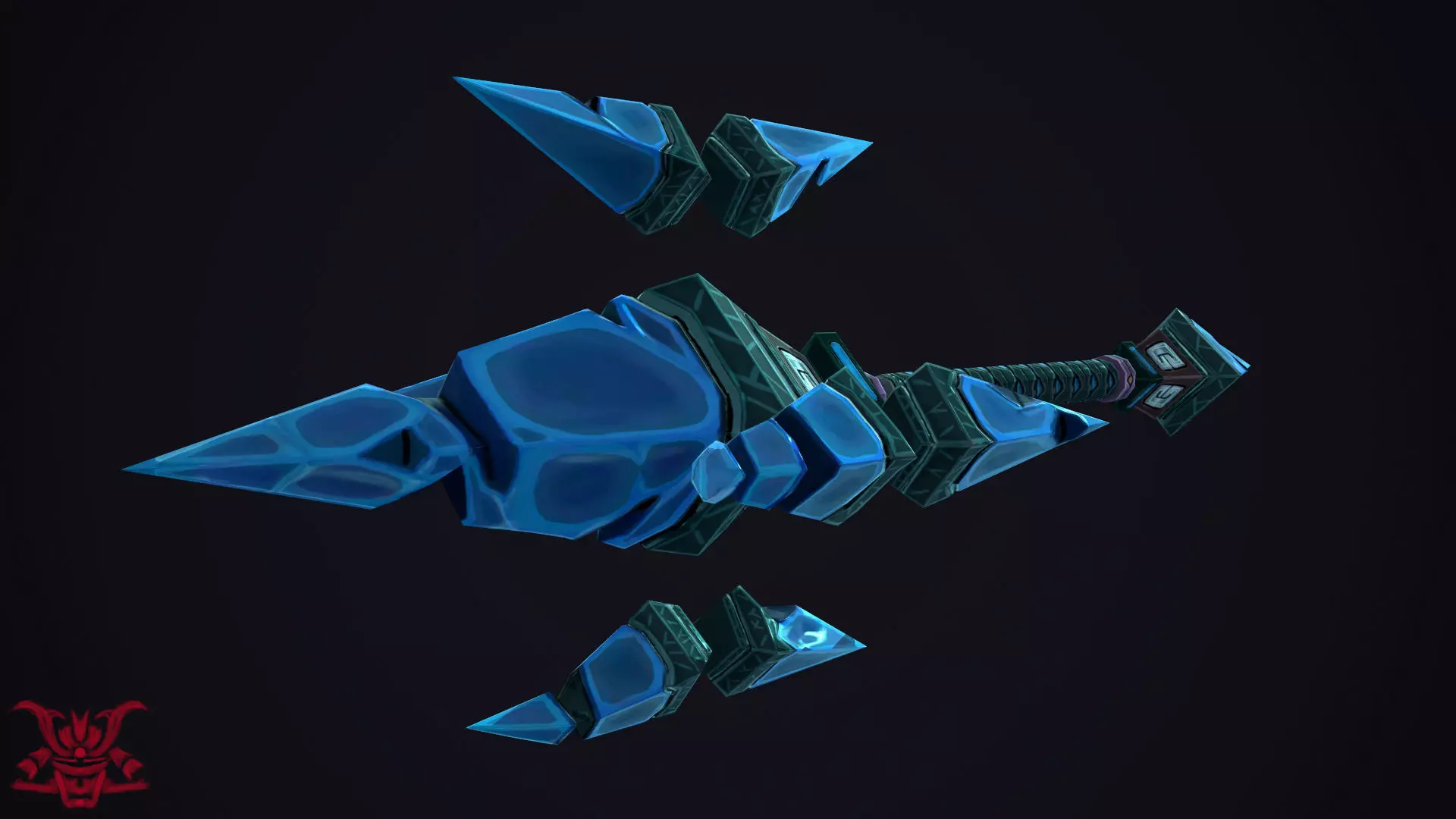 Stylized Weapon Ice Staff Low-poly 3D model_0