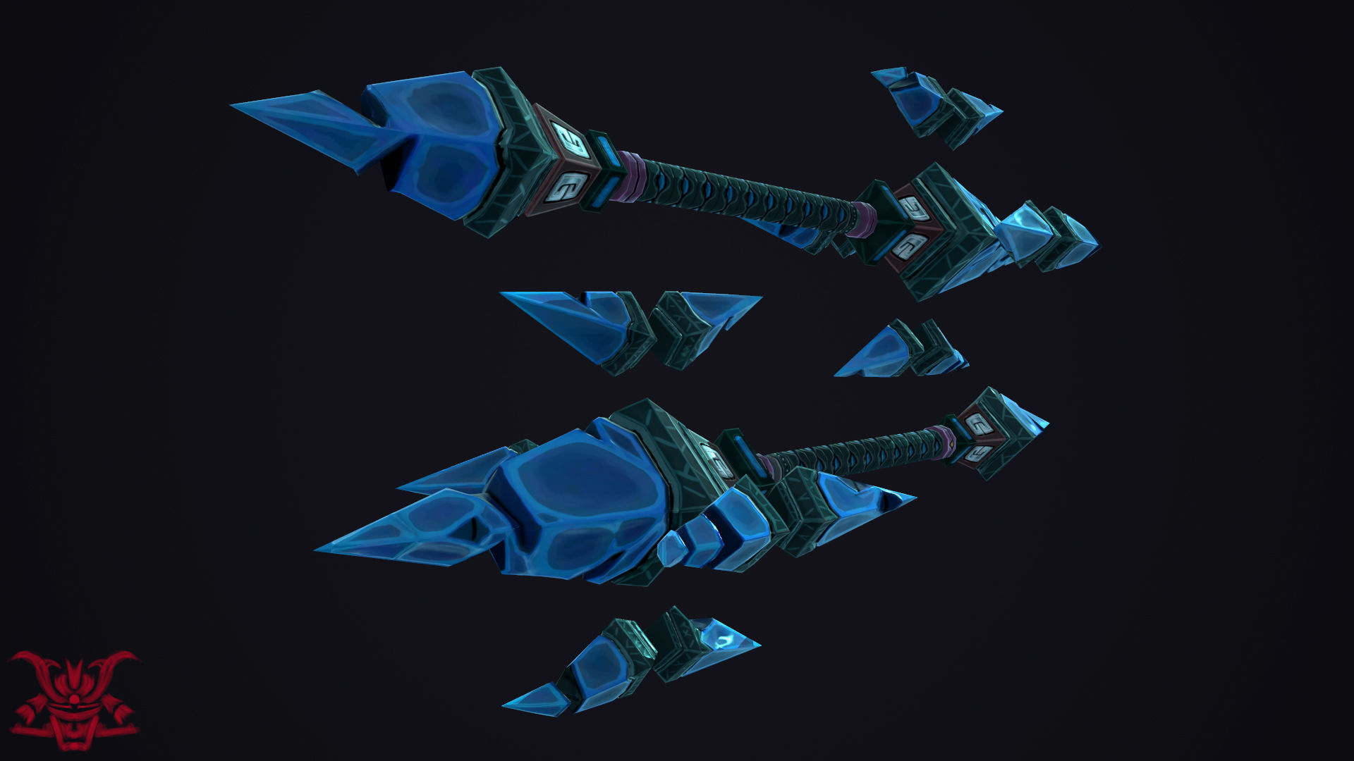 Stylized Weapon Ice Staff Low-poly 3D model_4
