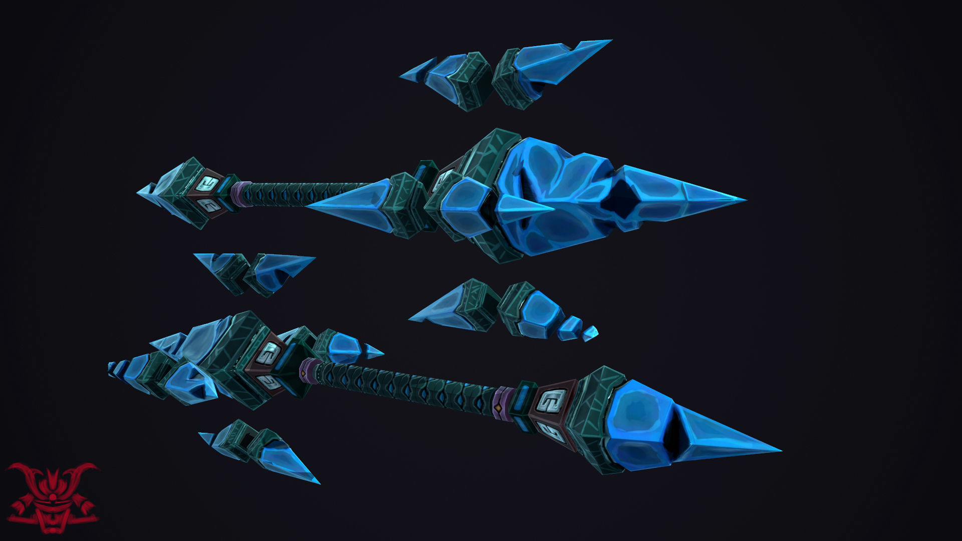 Stylized Weapon Ice Staff Low-poly 3D model_3
