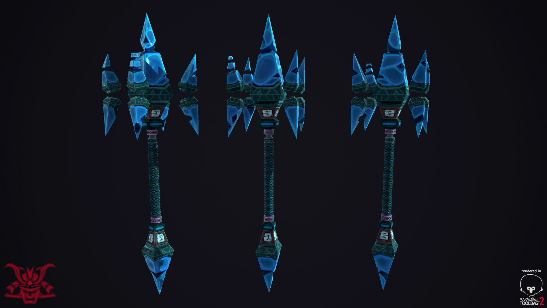 Stylized Weapon Ice Staff Low-poly 3D model_2