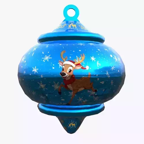 Charming Reindeer Holiday Blue Bauble 3D Subdivision-Ready PBR 