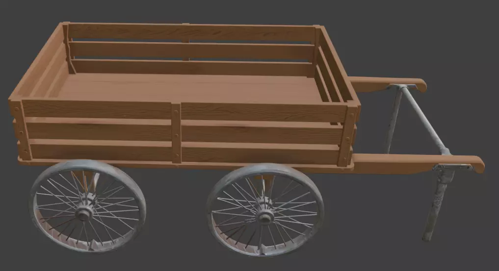 Wooden Cart 3D Model 3D model