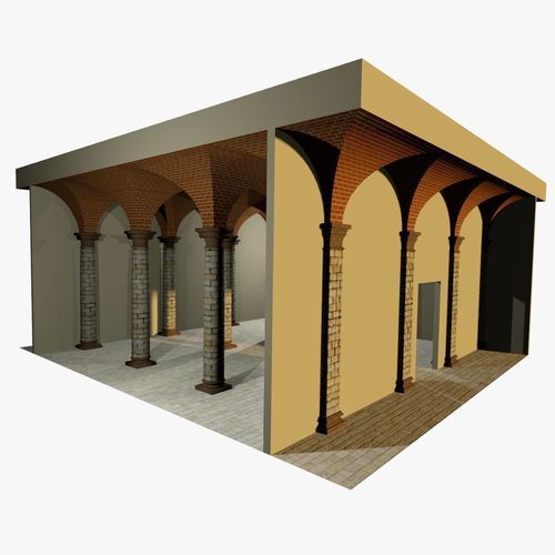 Vaulting 1-1   Romanic  500m spaced  simple Low-poly 3D model