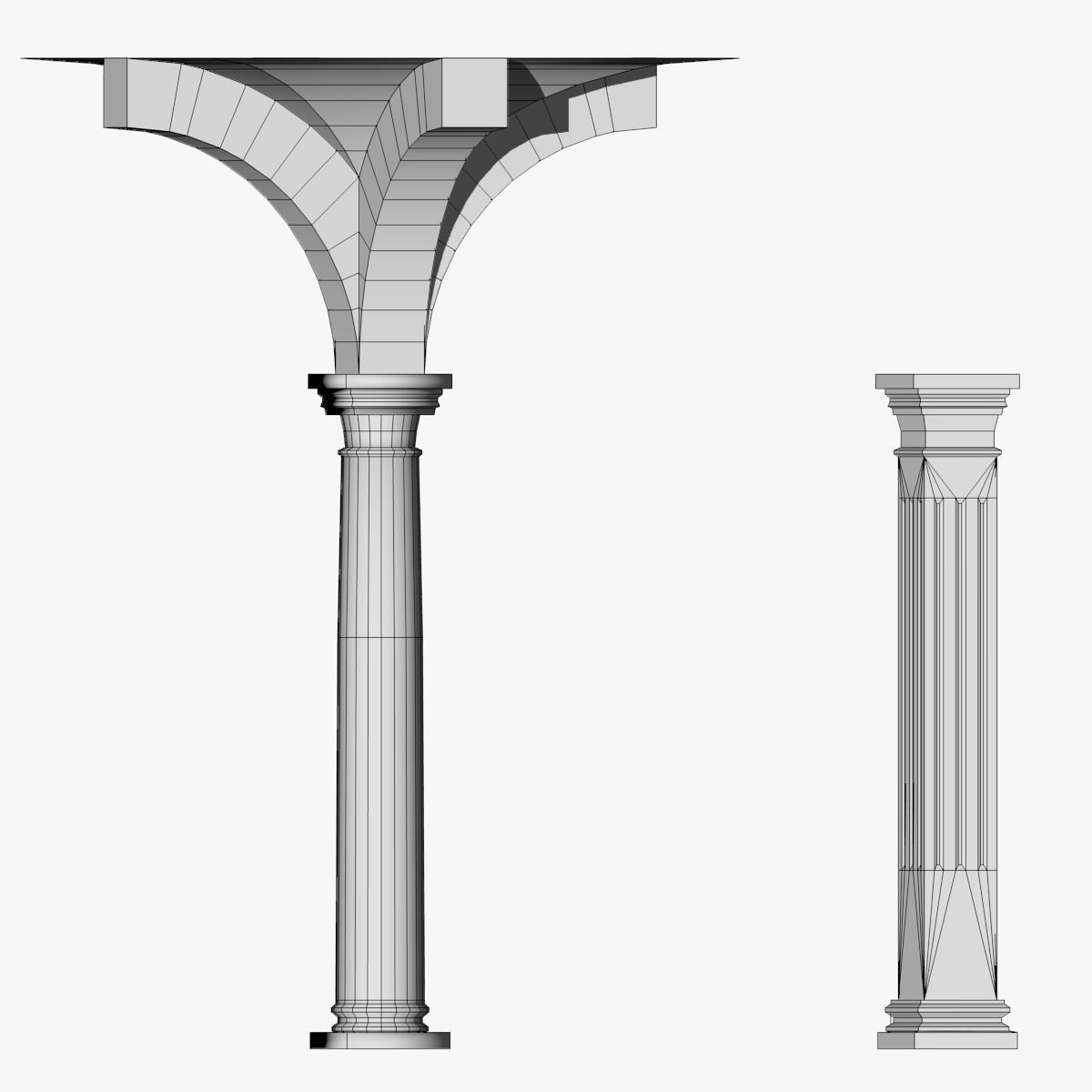 Vaulting 1-2 Romanic 500cm spaced with thin arches Low-poly 3D model_3