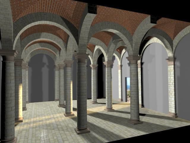 Vaulting 1-2 Romanic 500cm spaced with thin arches Low-poly 3D model_1