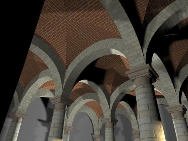 Vaulting 1-2 Romanic 500cm spaced with thin arches Low-poly 3D model_12