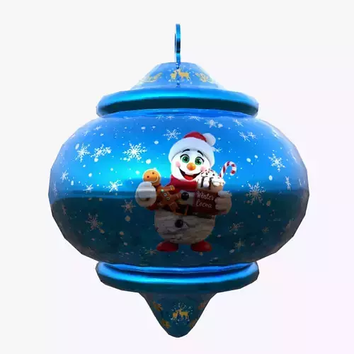 Charming Snowman Blue Holiday Bauble 3D Model PBR Low Poly