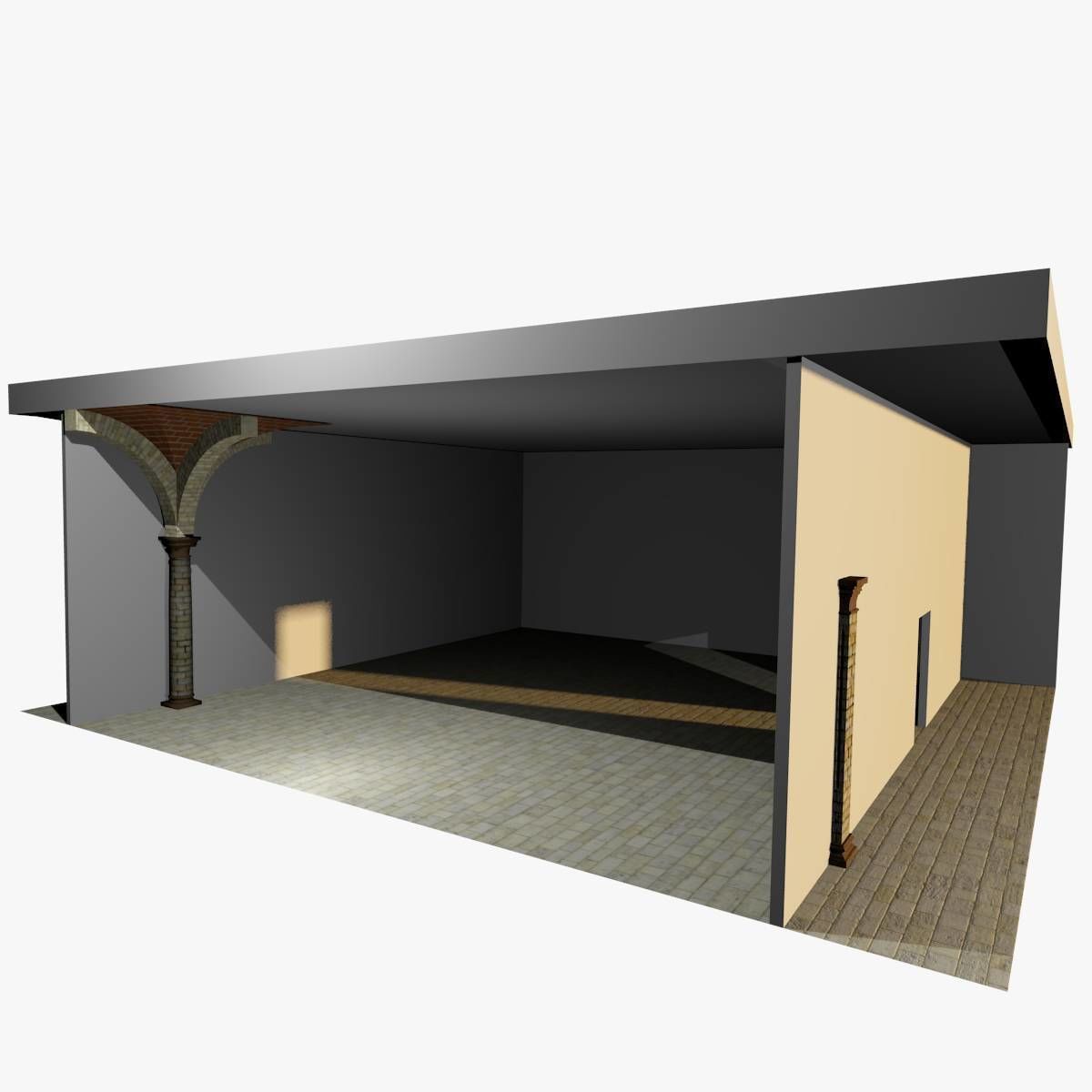 Vaulting 1-4 Romanic 750cm spaced with thin arches Low-poly 3D model_5