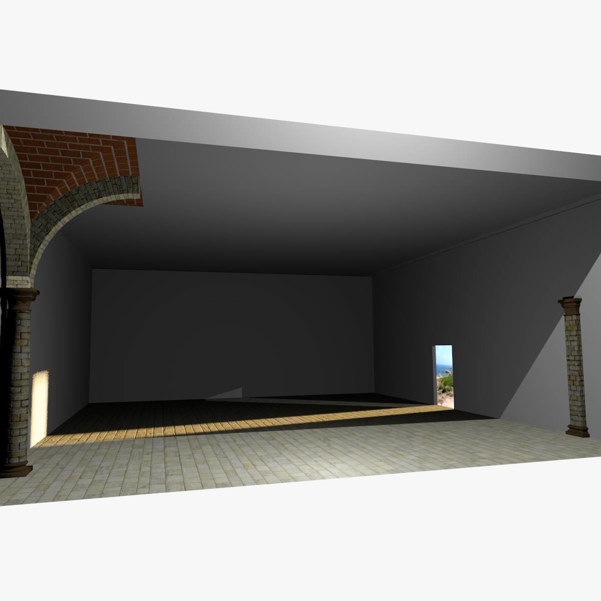 Vaulting 1-4 Romanic 750cm spaced with thin arches Low-poly 3D model_4