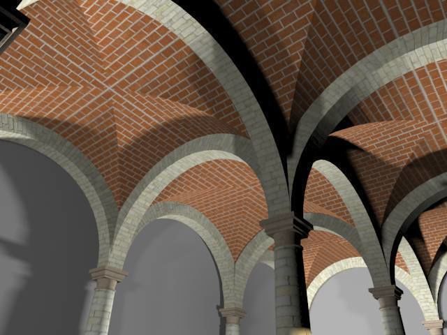 Vaulting 1-4 Romanic 750cm spaced with thin arches Low-poly 3D model_2