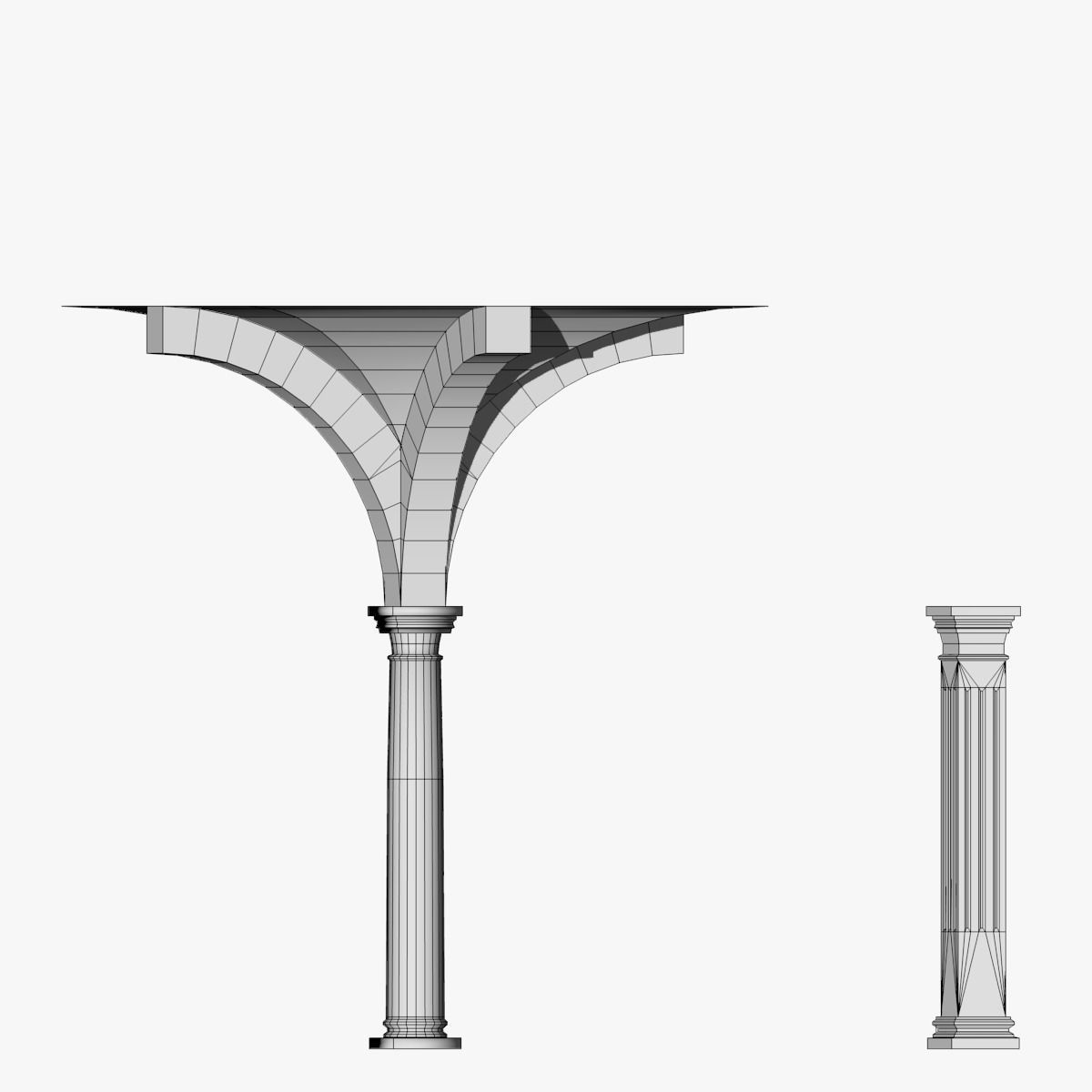 Vaulting 1-4 Romanic 750cm spaced with thin arches Low-poly 3D model_3