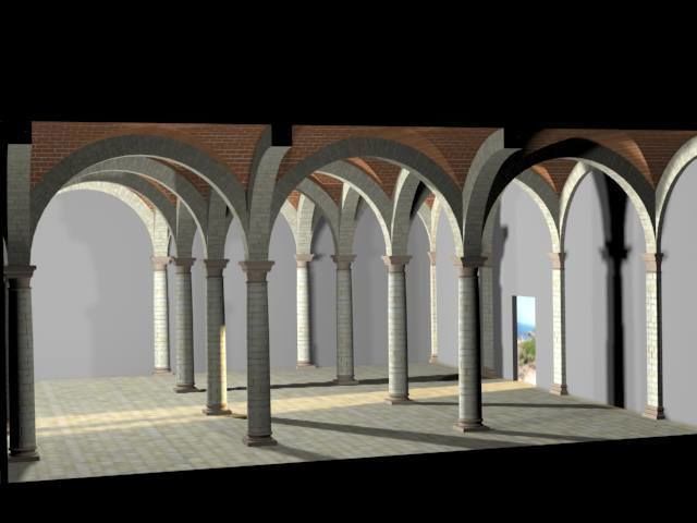 Vaulting 1-4 Romanic 750cm spaced with thin arches Low-poly 3D model_7