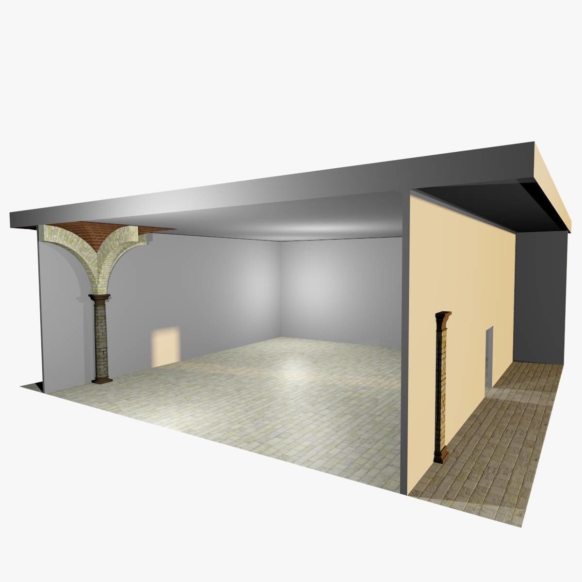 Vaulting 1-5 Romanic 750cm spaced with thick arches Low-poly 3D model_5