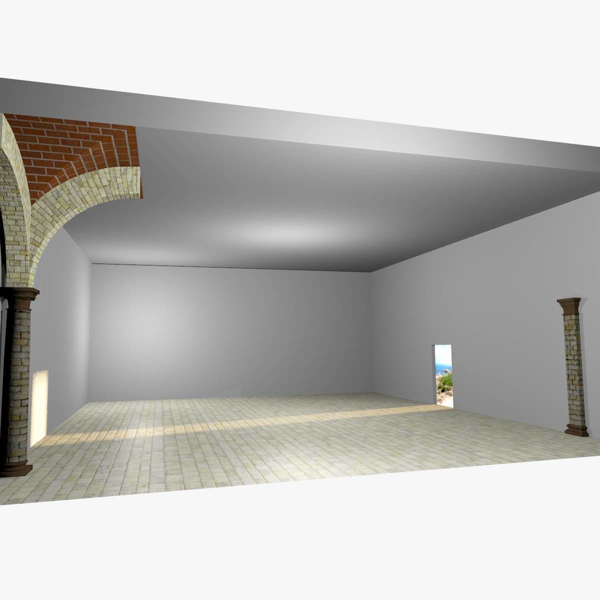 Vaulting 1-5 Romanic 750cm spaced with thick arches Low-poly 3D model_4