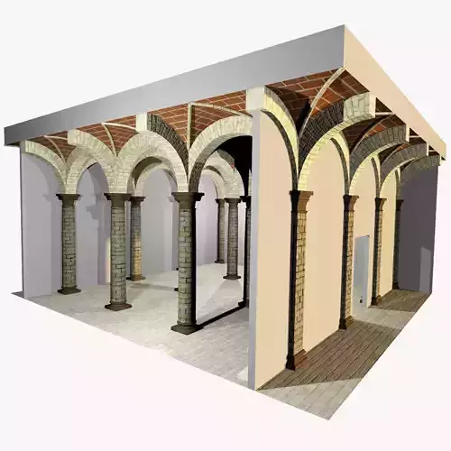 Vaulting 2-2   Romanic  500cm spaced  thin arches and thin curbs