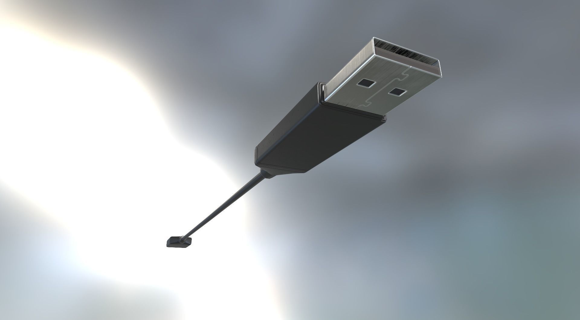 External HDD With USB Cable Rigged Aluminium Version Low-poly 3D model_26