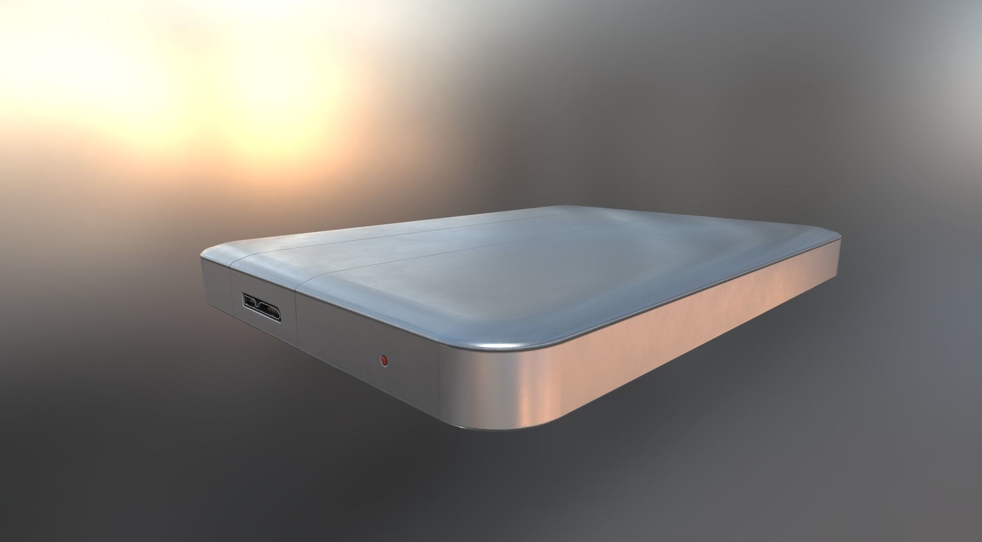 External HDD With USB Cable Rigged Aluminium Version Low-poly 3D model_9