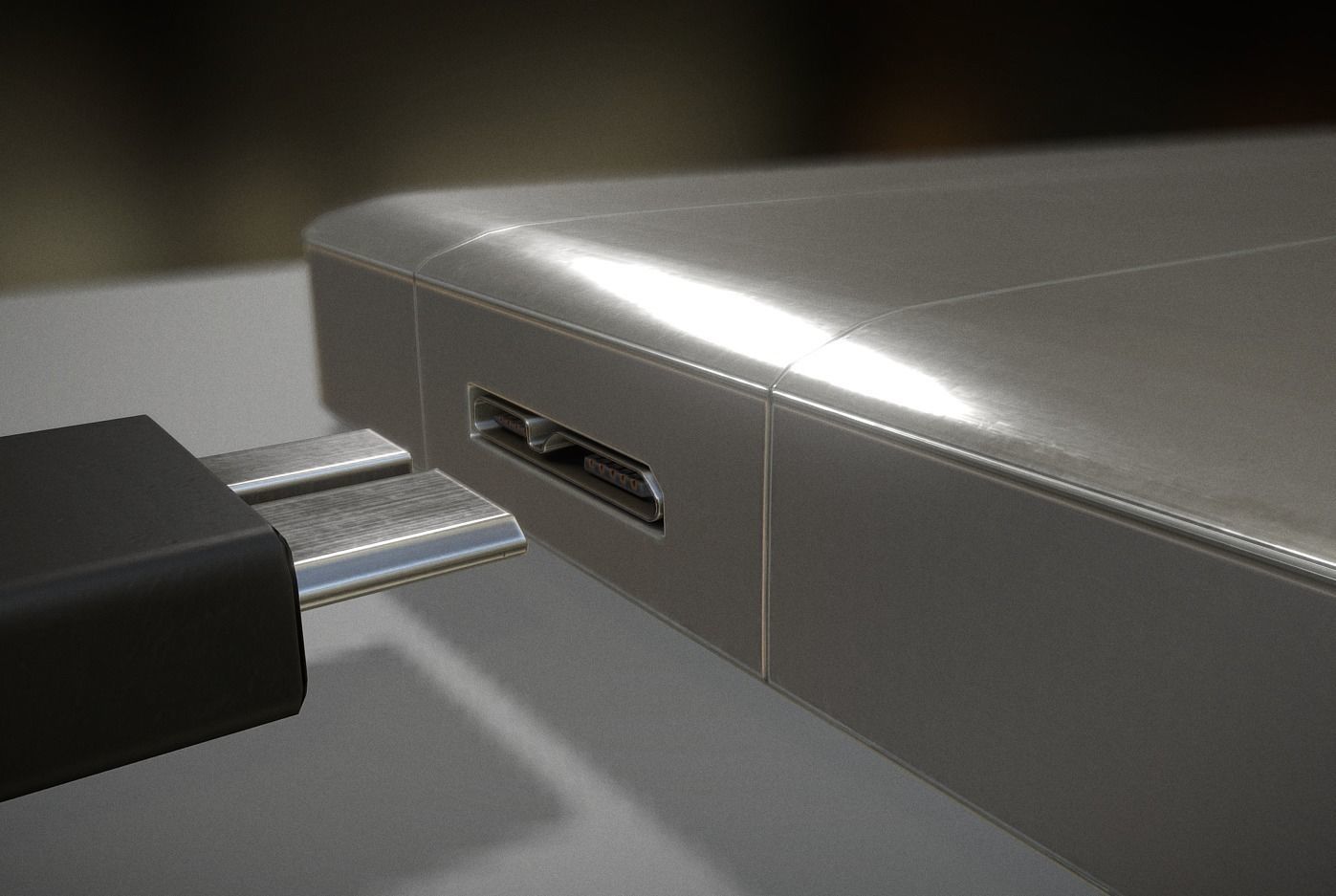 External HDD With USB Cable Rigged Aluminium Version Low-poly 3D model_7