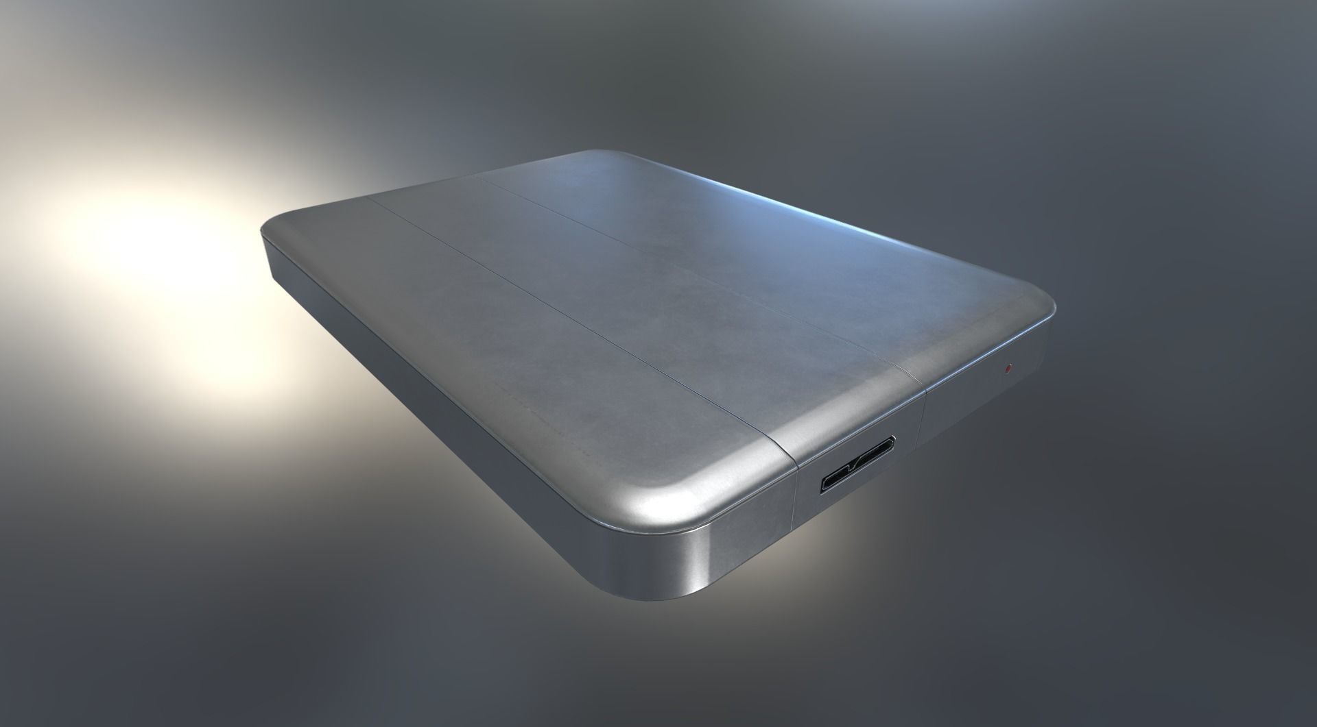 External HDD With USB Cable Rigged Aluminium Version Low-poly 3D model_4