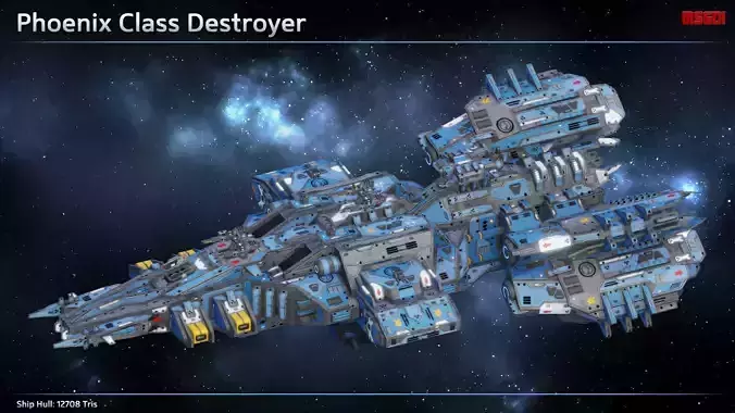 Spaceship Destroyer Phoenix Low-poly 3D model