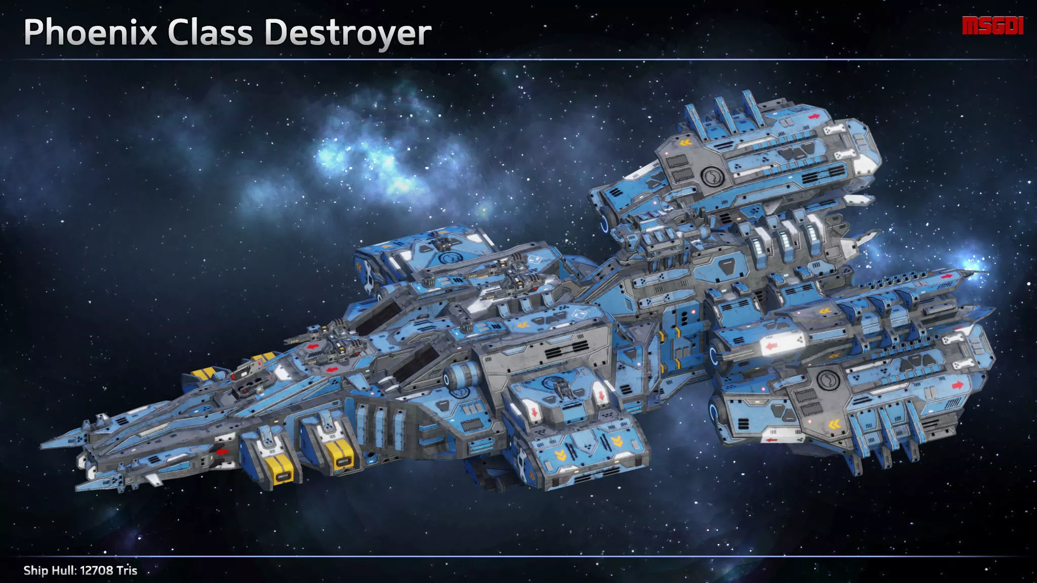 Spaceship Destroyer Phoenix Low-poly 3D model_0