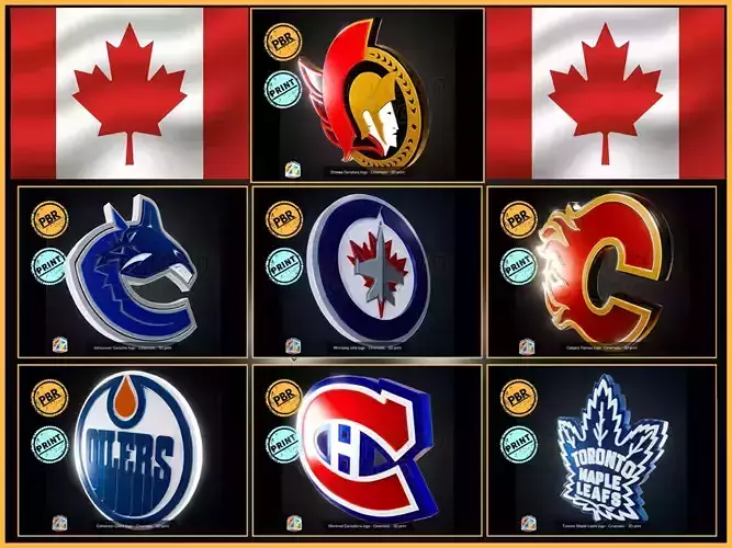 NHL Canada Teams Pack Emblem - Cinematic PBR - Printable Collect