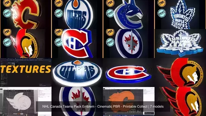 NHL Canada Teams Pack Emblem - Cinematic PBR - Printable Collect